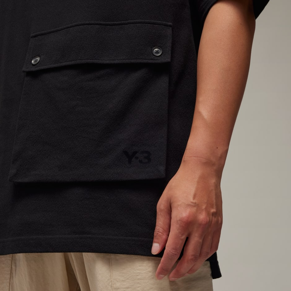 All products - Y-3 Crepe Jersey Short Sleeve Pocket Tee - Black ...