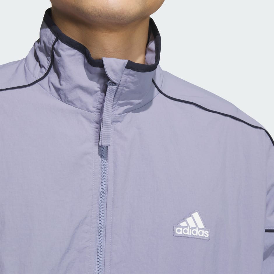 Wording Loose Fit Wrinkled Nylon Woven Brushed Tricot Lined Jacket (Gender Neutral)