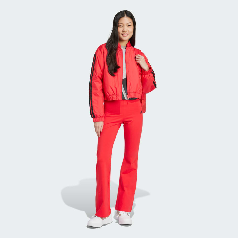 Essentials 3-Stripes Insulated Crop Bomber Jacket