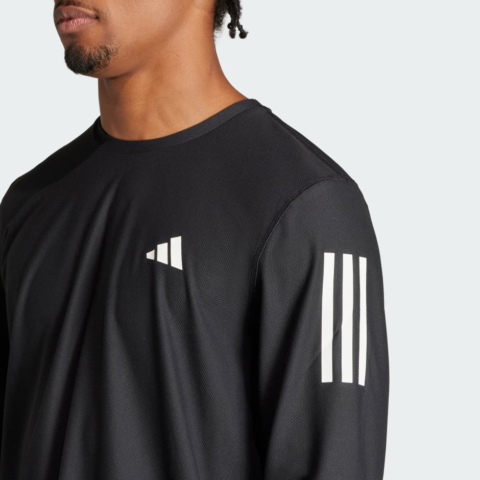 Clothing - Own The Run Long Sleeve Tee - Black | adidas South Africa