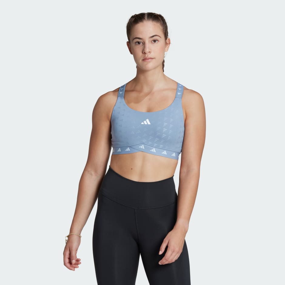 adidas Training Halter Bra In Blue