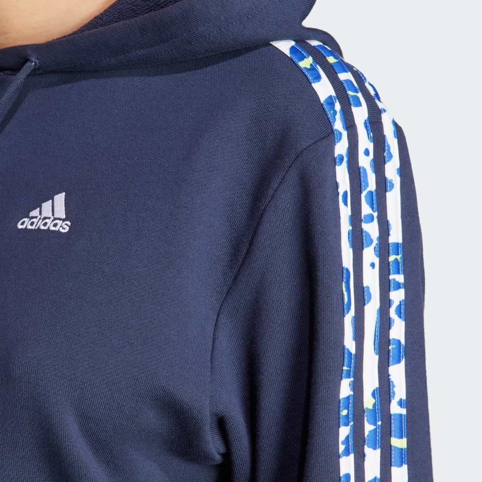 Essentials 3-Stripes Animal Print Relaxed Hoodie