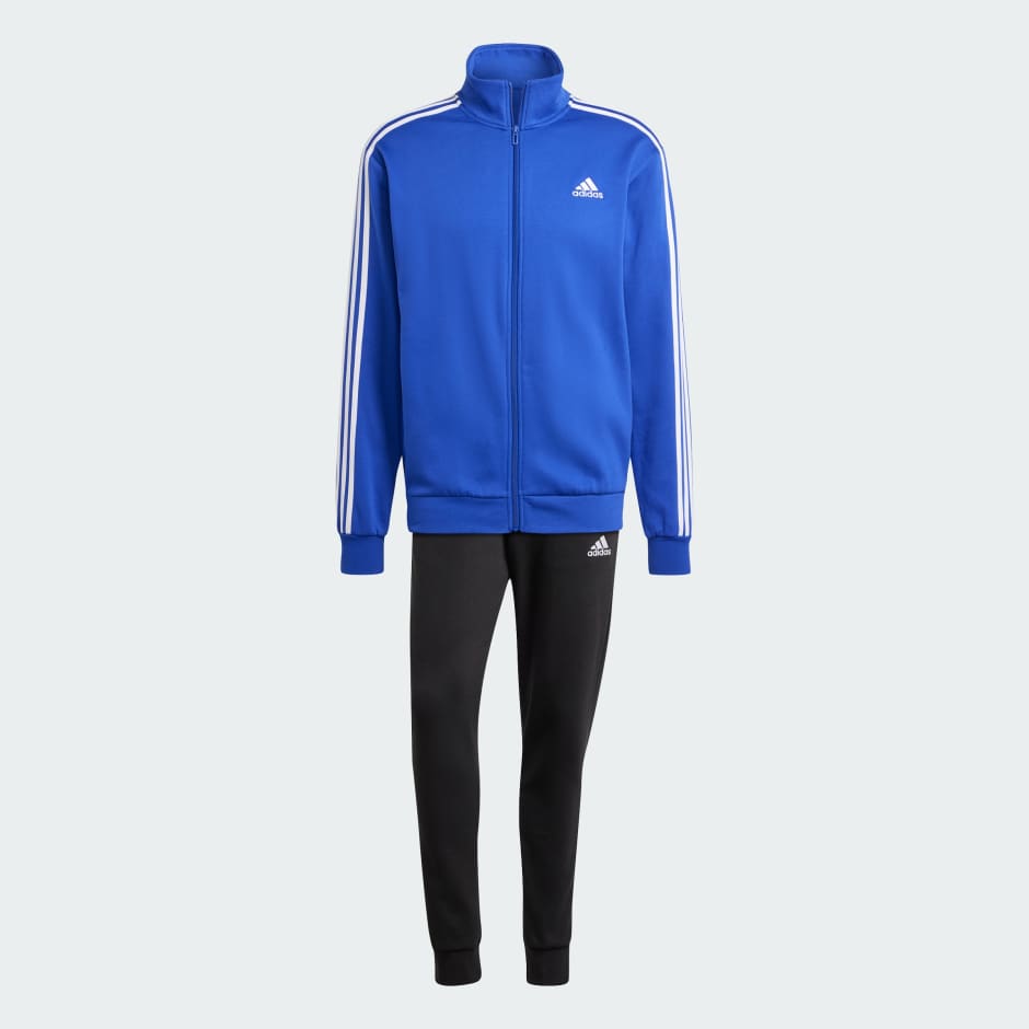 adidas Basic 3 Stripes Fleece Track Suit Blue adidas UAE