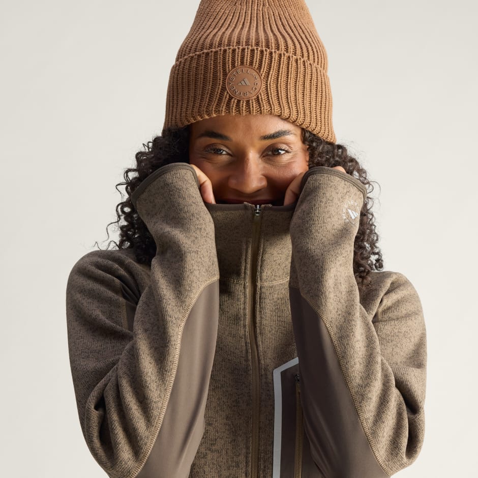 Strat intermediar de alergare adidas by Stella McCartney CLIMAWARM cu fermoar de sus p&acirc;nă jos