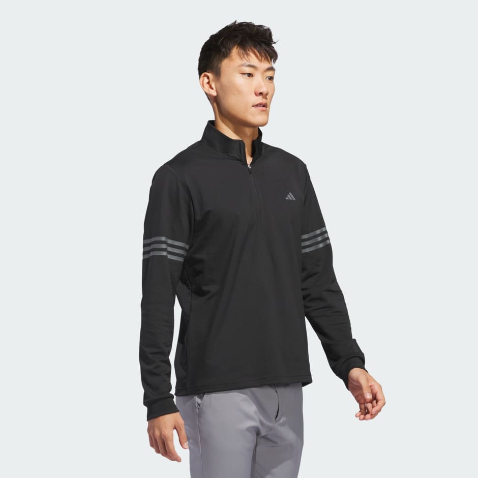 Clothing - Adi 3-Stripes Half-Zip Top - Black | adidas South Africa