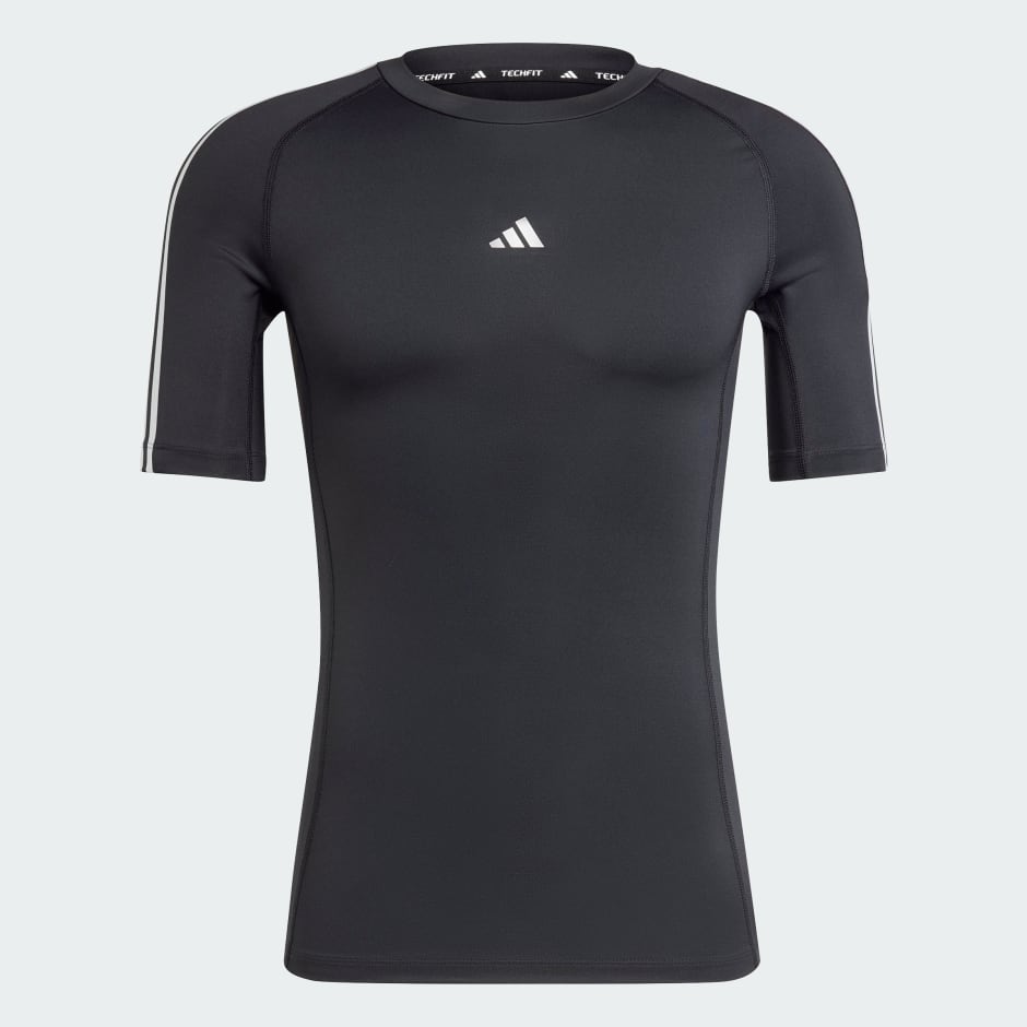 Tricou de antrenament cu compresie și 3 dungi Techfit