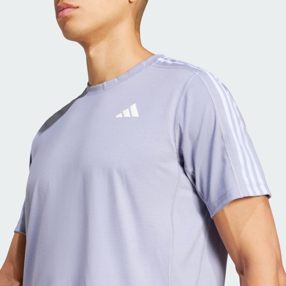 adidas Own the Run 3-Stripes Tee - Purple | adidas LK