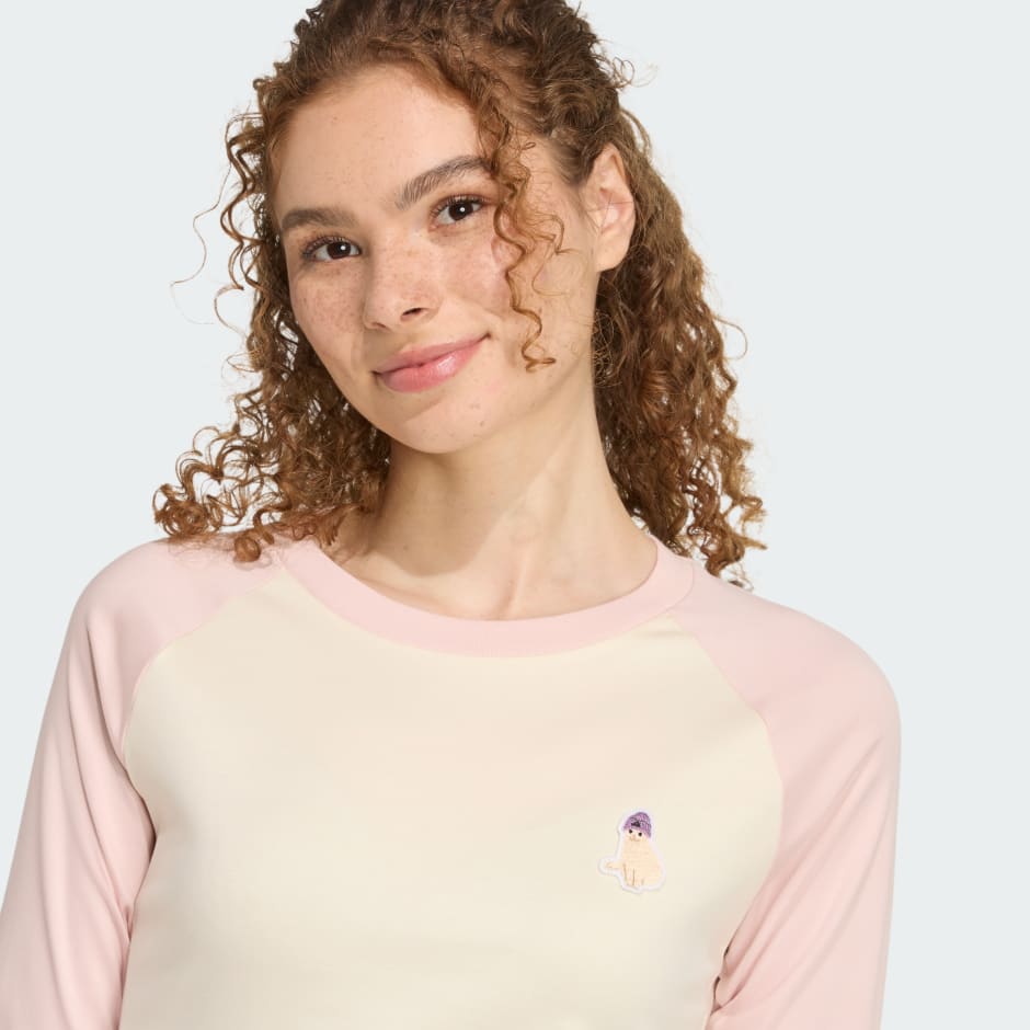 小貓貼布圖案長袖 T 裇