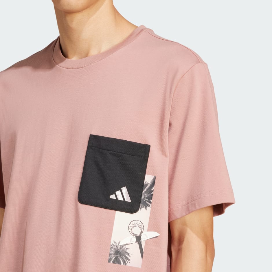 Clothing - Lens Elevated Pocket Graphic Tee - Pink | adidas Oman