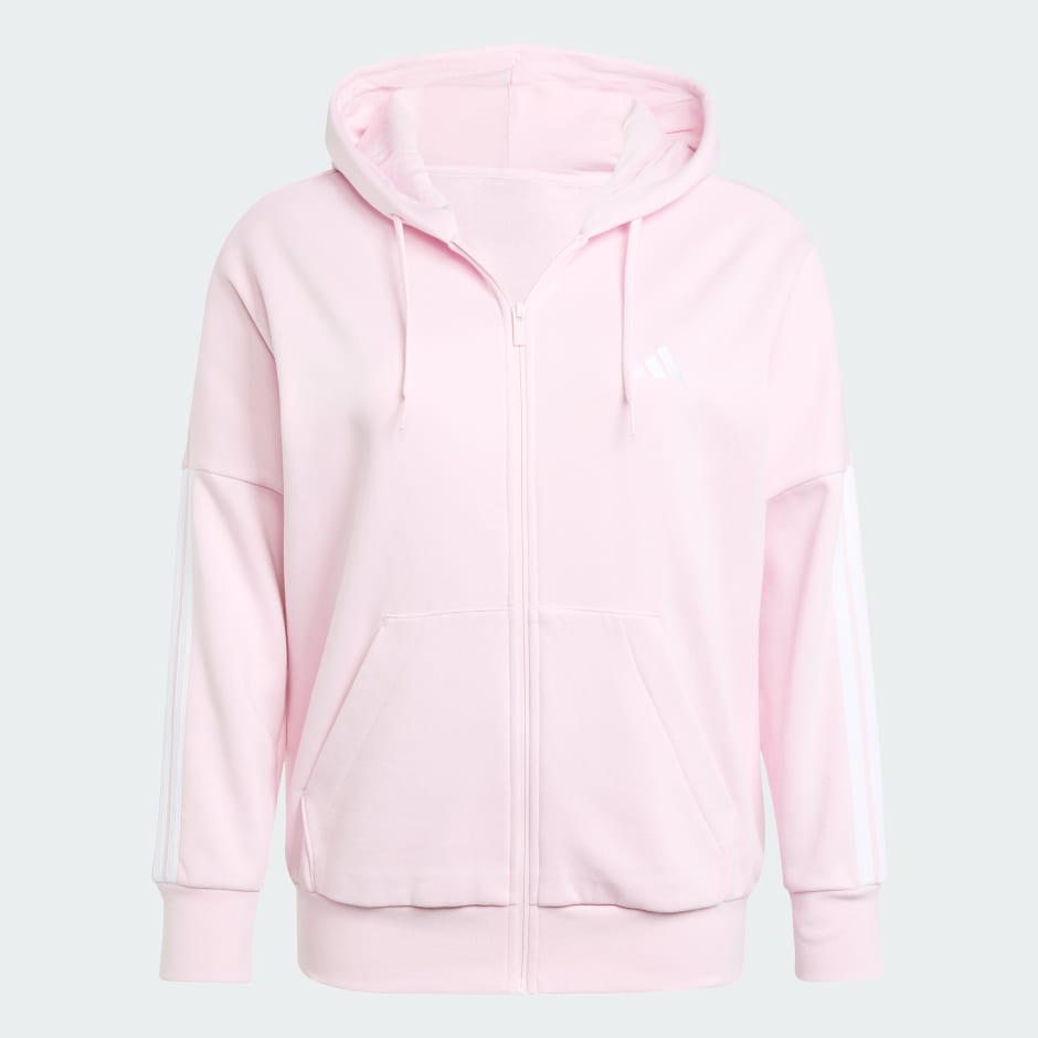 Majica s kapuljačom od flisa s tri pruge i patentnim zatvaračem cijelom duljinom (veće veličine) Essentials