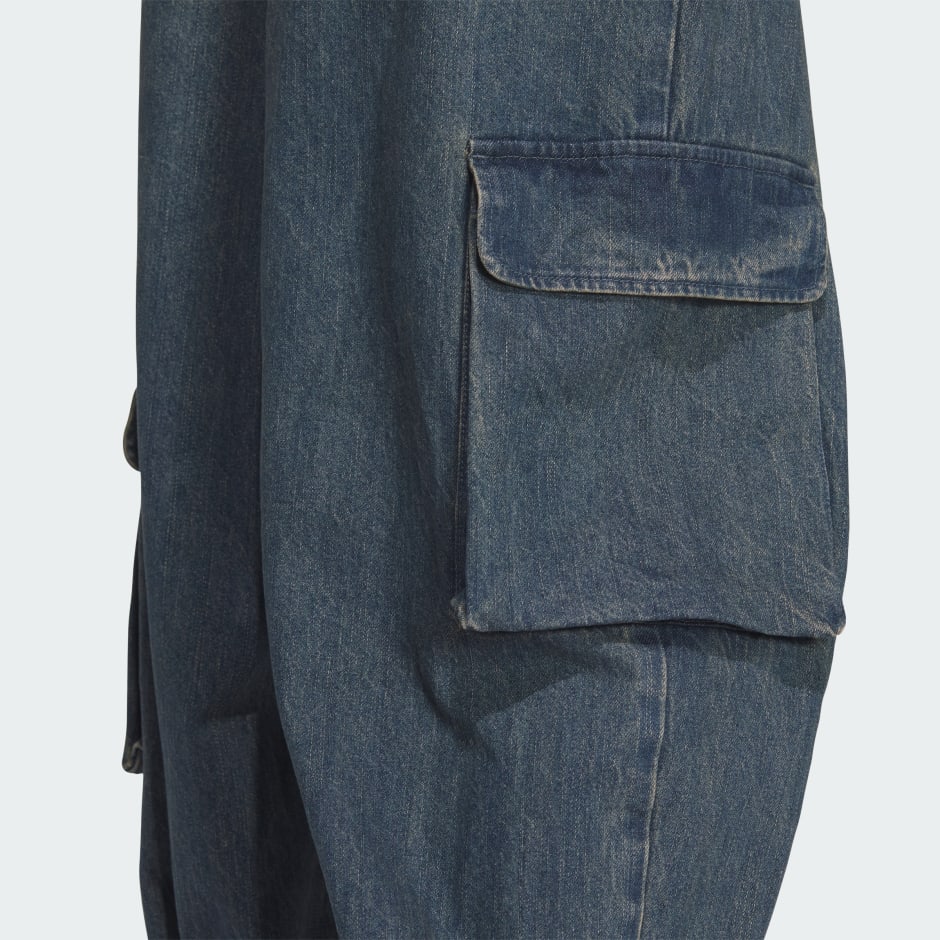 بنطال فضفاض قماش أزرق ناعم