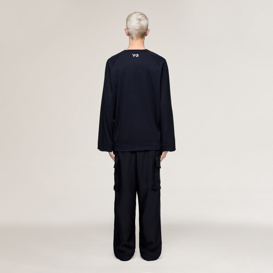 TRICOU CU M&Acirc;NECĂ LUNGĂ Y-3 RAW EDGE 3 STRIPES