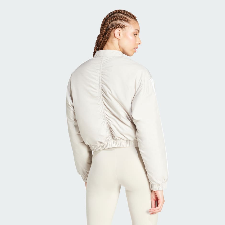 Essentials 3-Stripes Insulated Crop Bomber Jacket