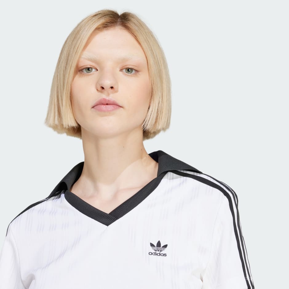 Adicolor Football Jacquard V-Neck Crop Polo Shirt
