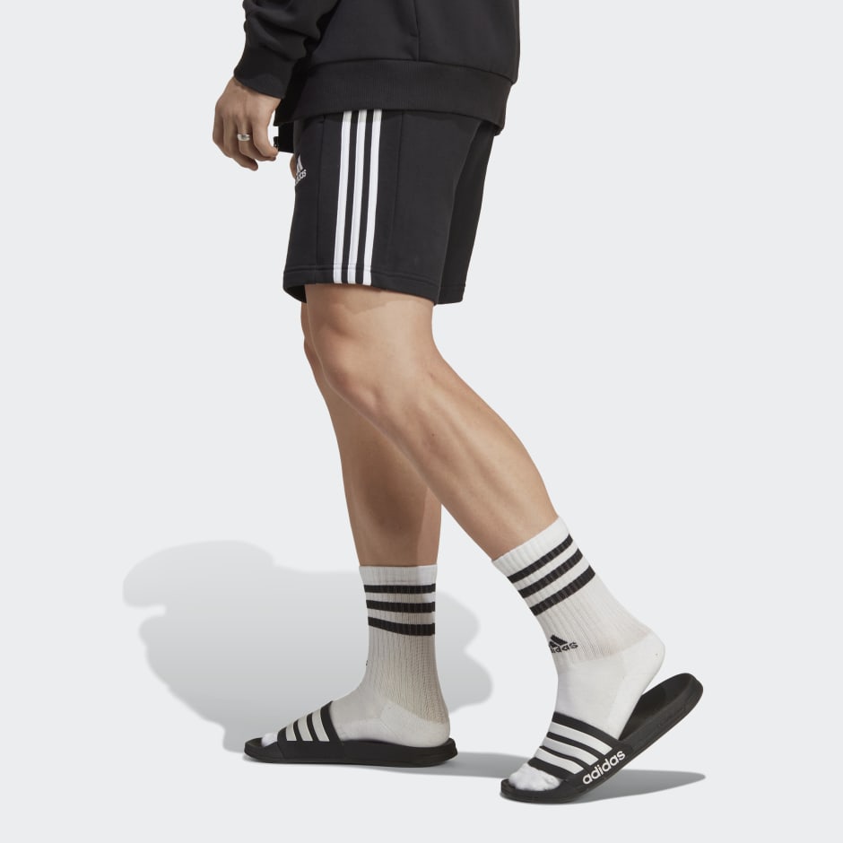 Essentials French Terry 3-Stripes Shorts - Black | adidas
