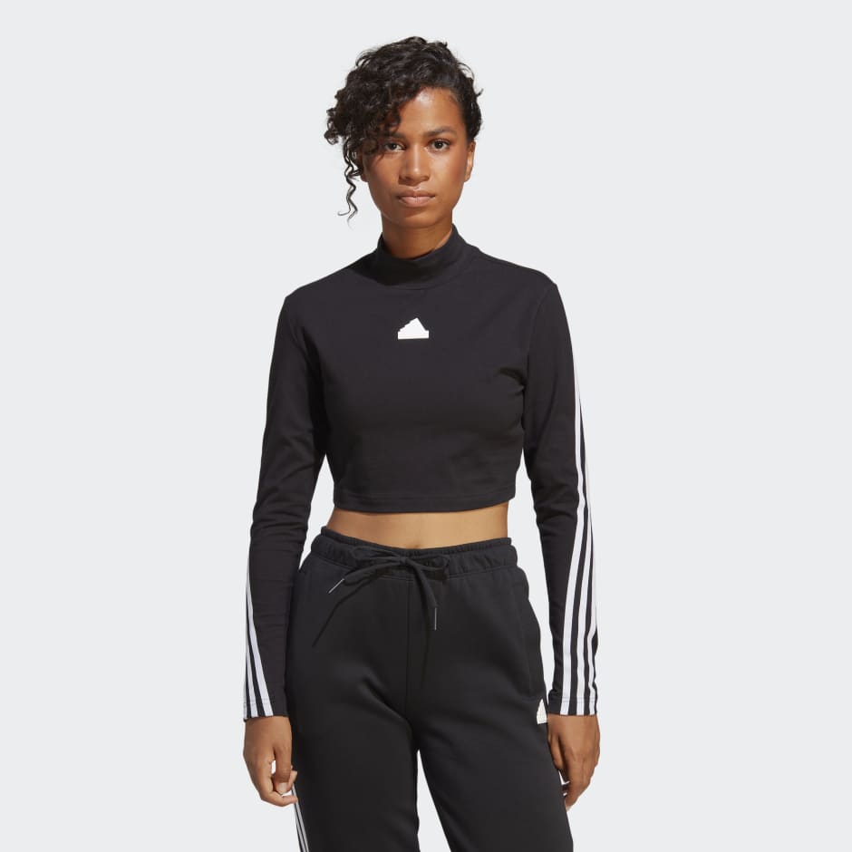 adidas Future Icons 3-Stripes Mock Neck Top - Black | adidas IL