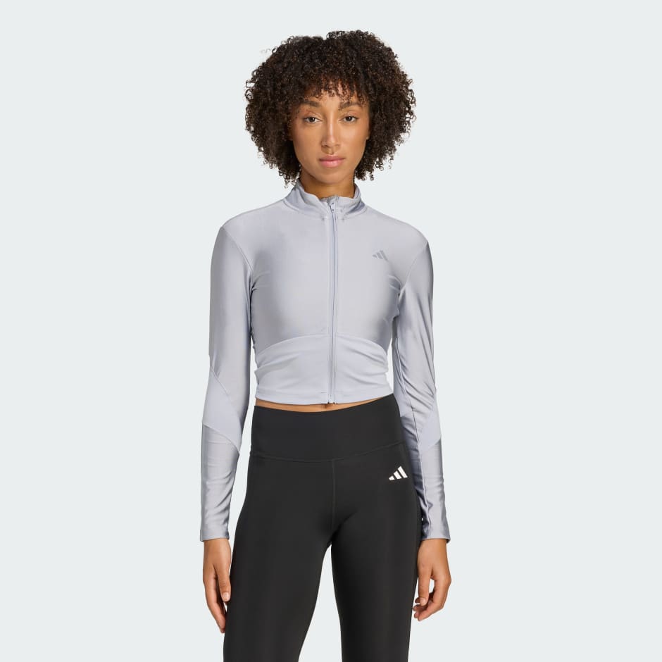 Sjajni gornji dio za trening s punim patentnim zatvaračem Hyperglam