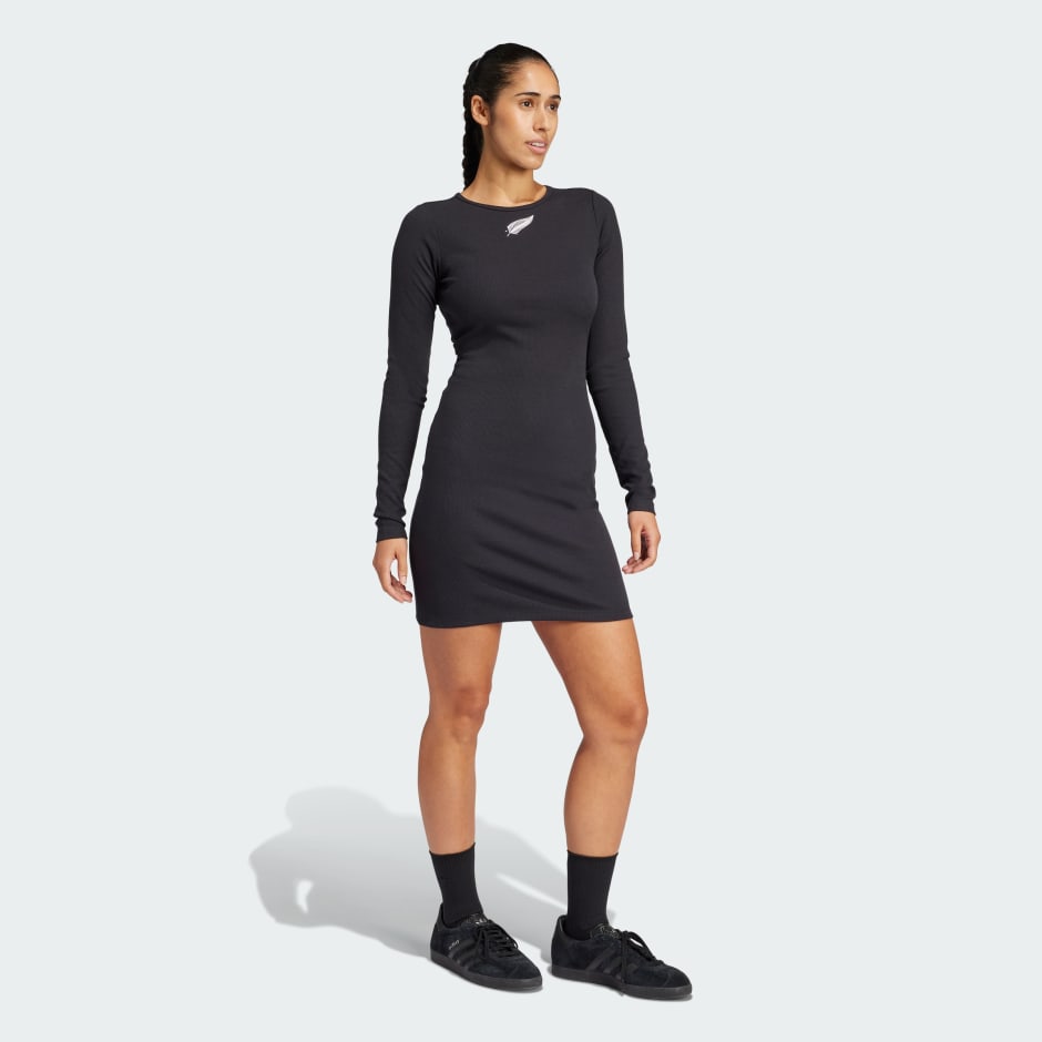 Black Ferns Essentials Rib Long Sleeve Dress