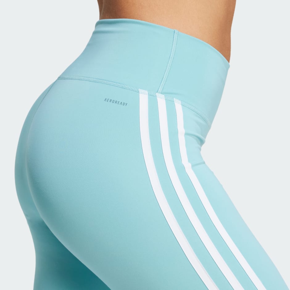 Colanți 7/8 cu talie &icirc;naltă și 3 dungi Train Essentials