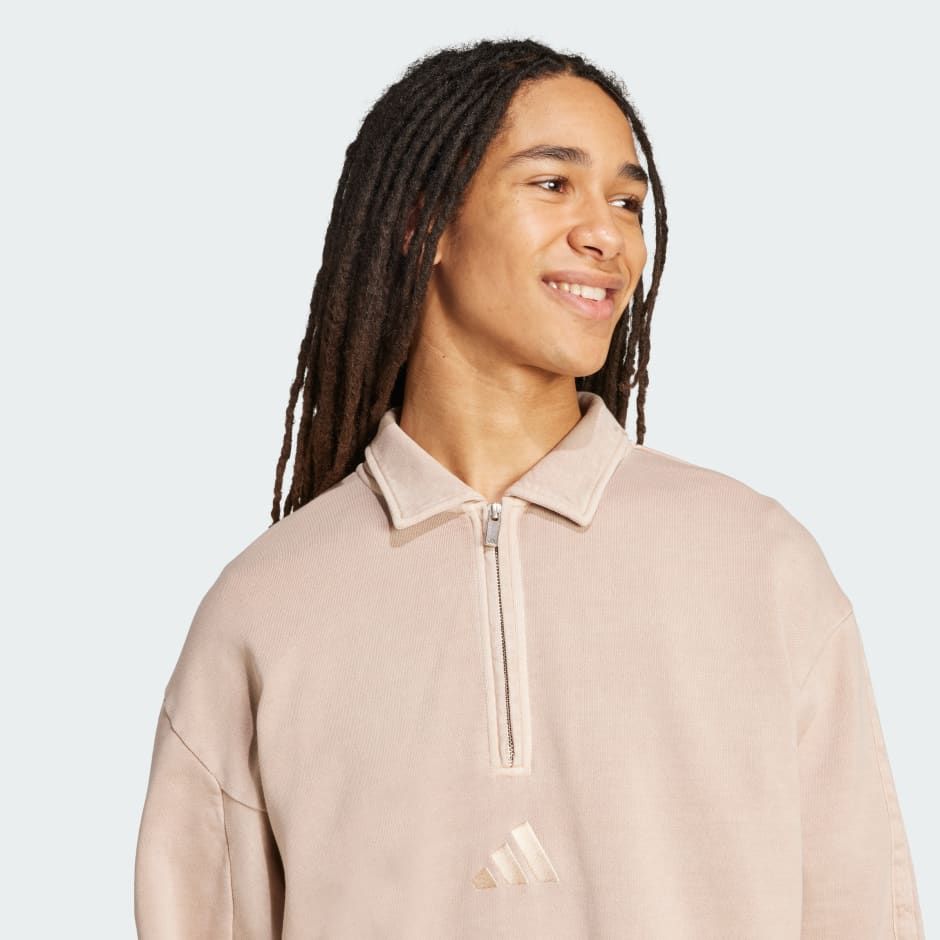 Listă SZN French Terry cu tratament de spălare și fermoar pe jumătate