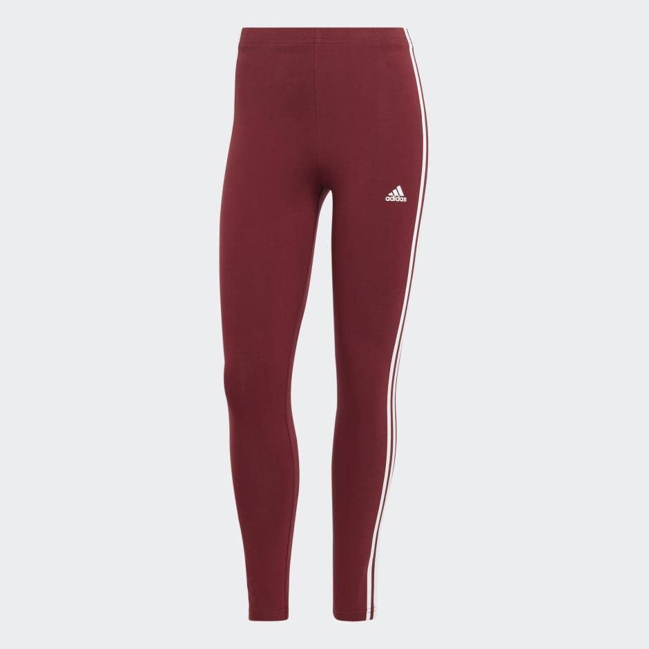 NEW Adidas Women's Trefoil 3 Stripe Logo Leggings - Red - Small