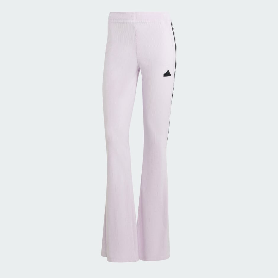 ★★Adairs★★ Tiro Cut 3S Velour Flared Leggings Lavender I Tiro Cut 3-Stripes Stretchy Velour Flared Leggings - Purple