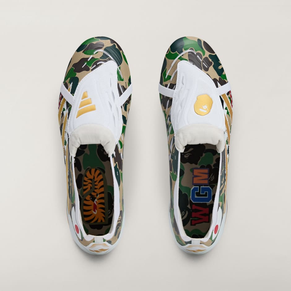 Ghete BAPE x adidas Predator Elite cu limbă pliabilă pentru teren dur