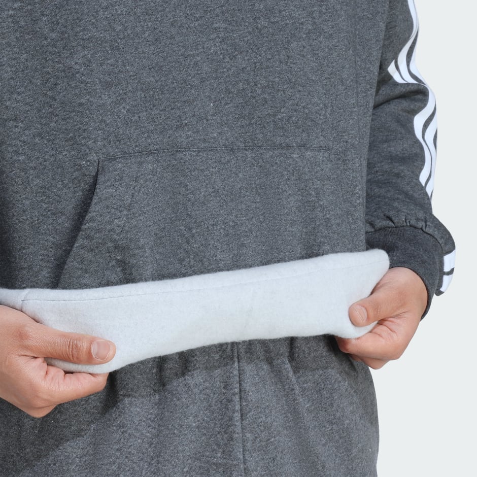 Hanorac Essentials din l&acirc;nă fleece cu 3 dungi