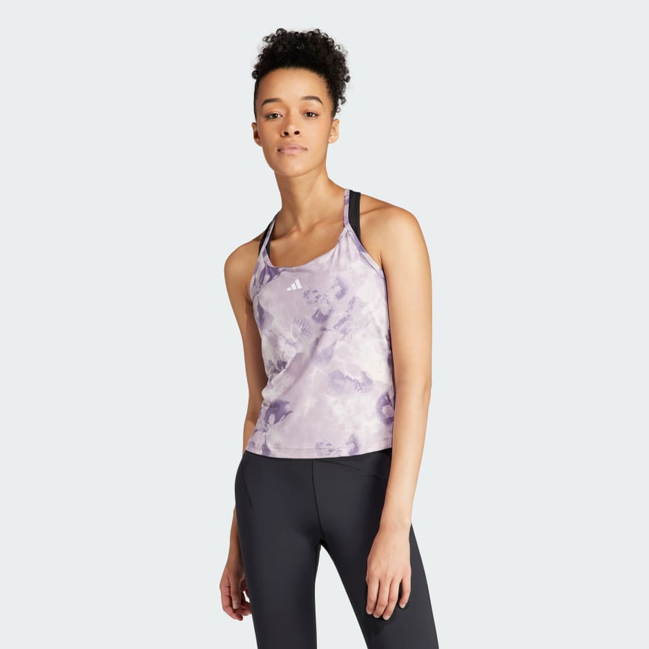 Train Essentials AOP Flower Tie-Dye Tank Top