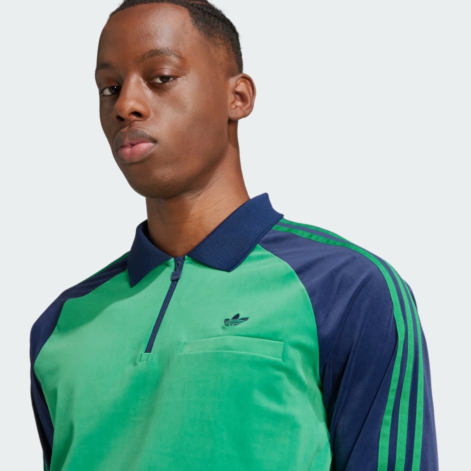 Tricou polo din catifea adidas Originals 70s