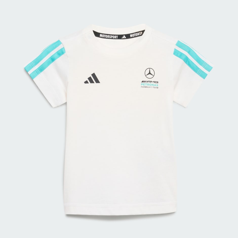 SET JOGGER CU M&Acirc;NECĂ SCURTĂ MERCEDES - AMG PETRONAS FORMULA 1 TEAM DNA PENTRU BEBELUȘI