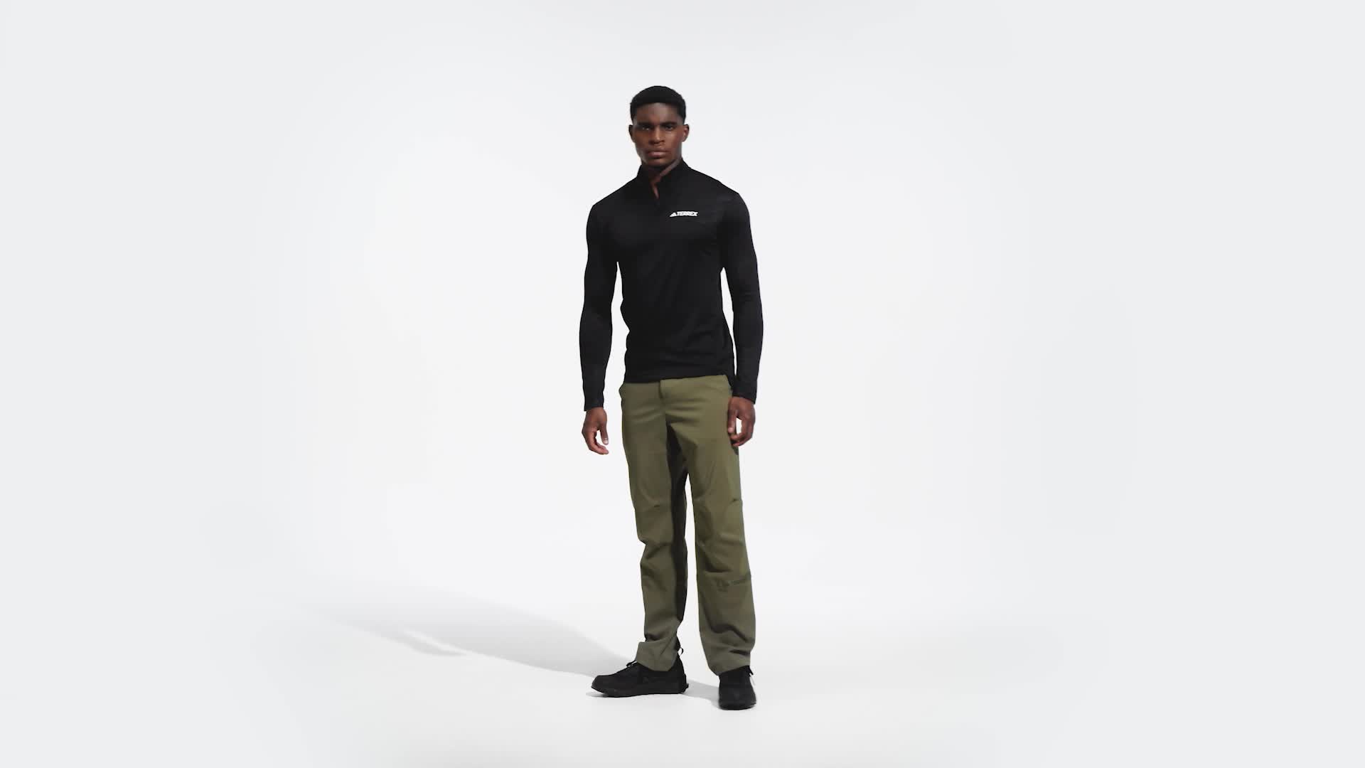 adidas TERREX US Half-Zip Multi | Hiking Long - Tee Men\'s Black adidas | Sleeve