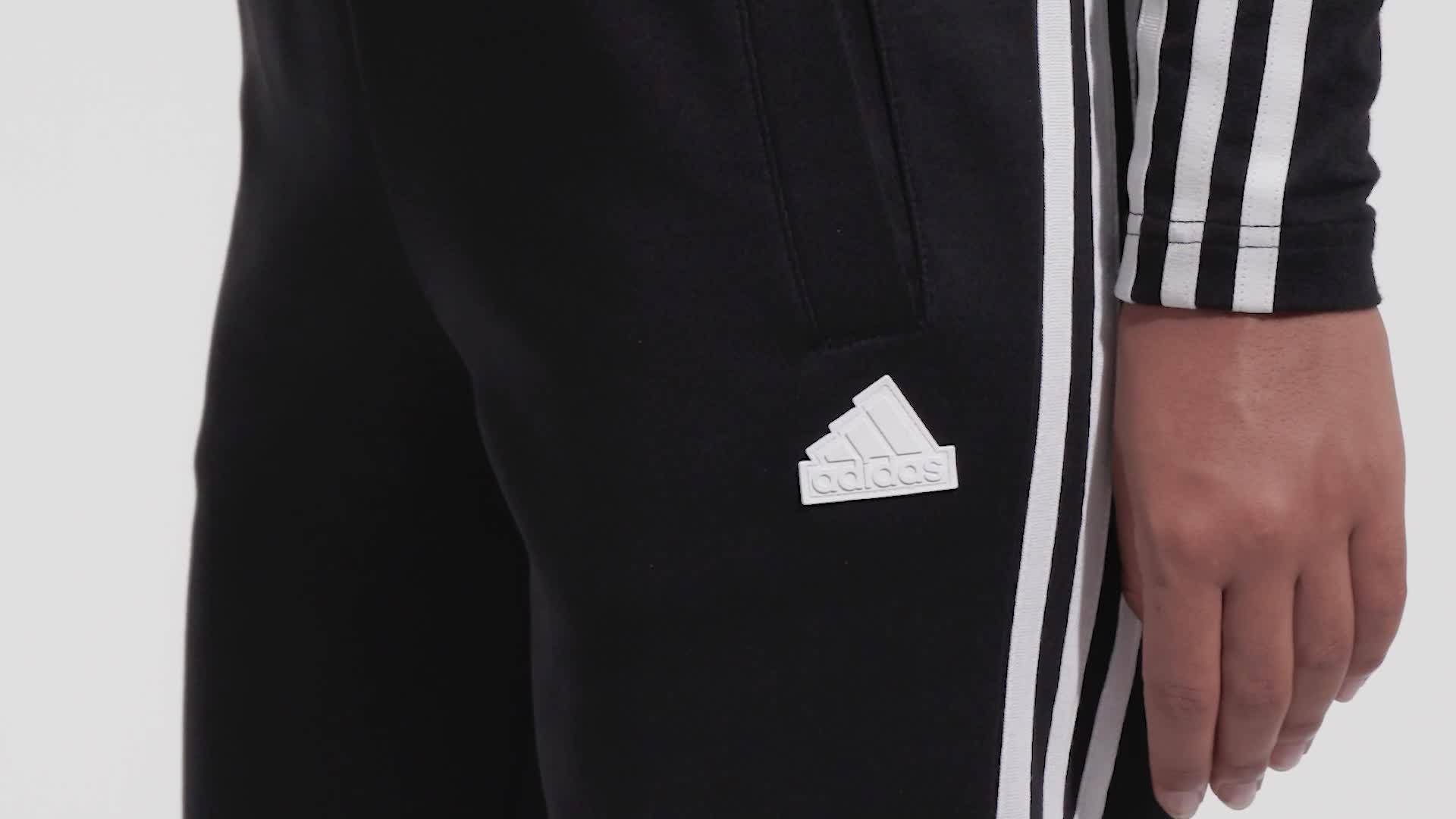 adidas Essentials French Terry Tapered Cuff 3-Stripes Pants Black| Dressinn