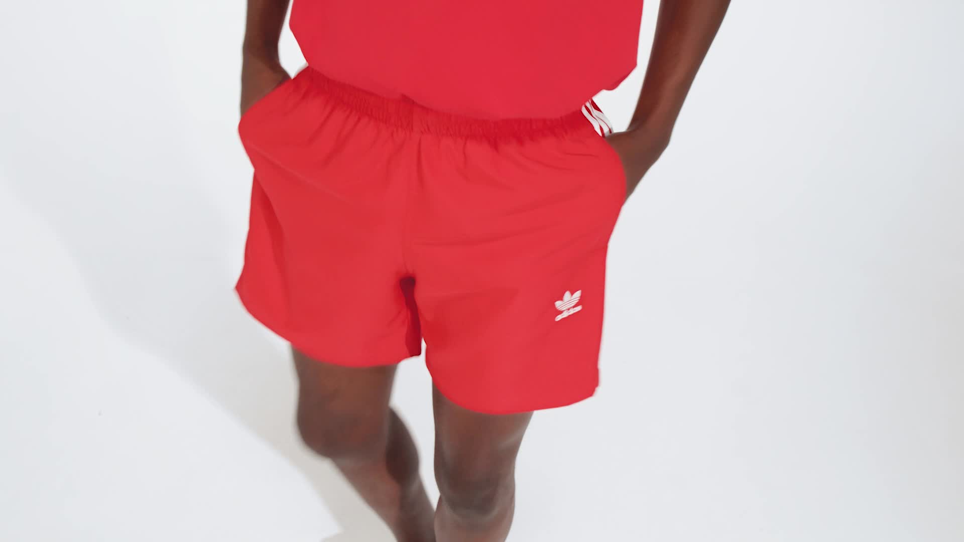 Adidas originals 3 stripe shorts red best sale