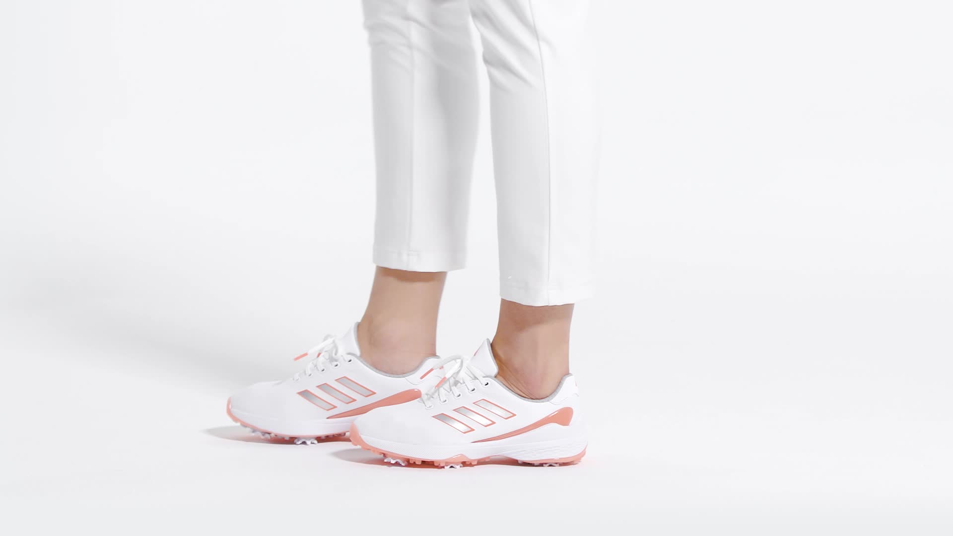 adidas Women's ZG23 Golf Shoes Cloud White/Silver Metallic/Coral