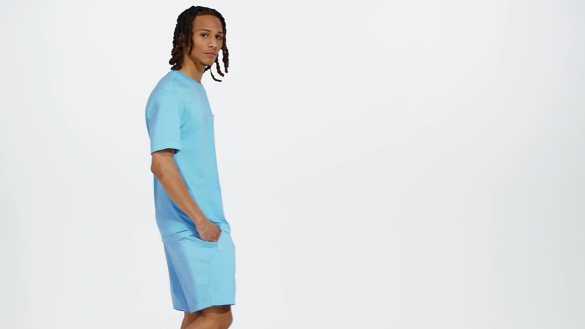 adidas Trefoil Essentials + Dye Pocket Tee - Blue | Men's 