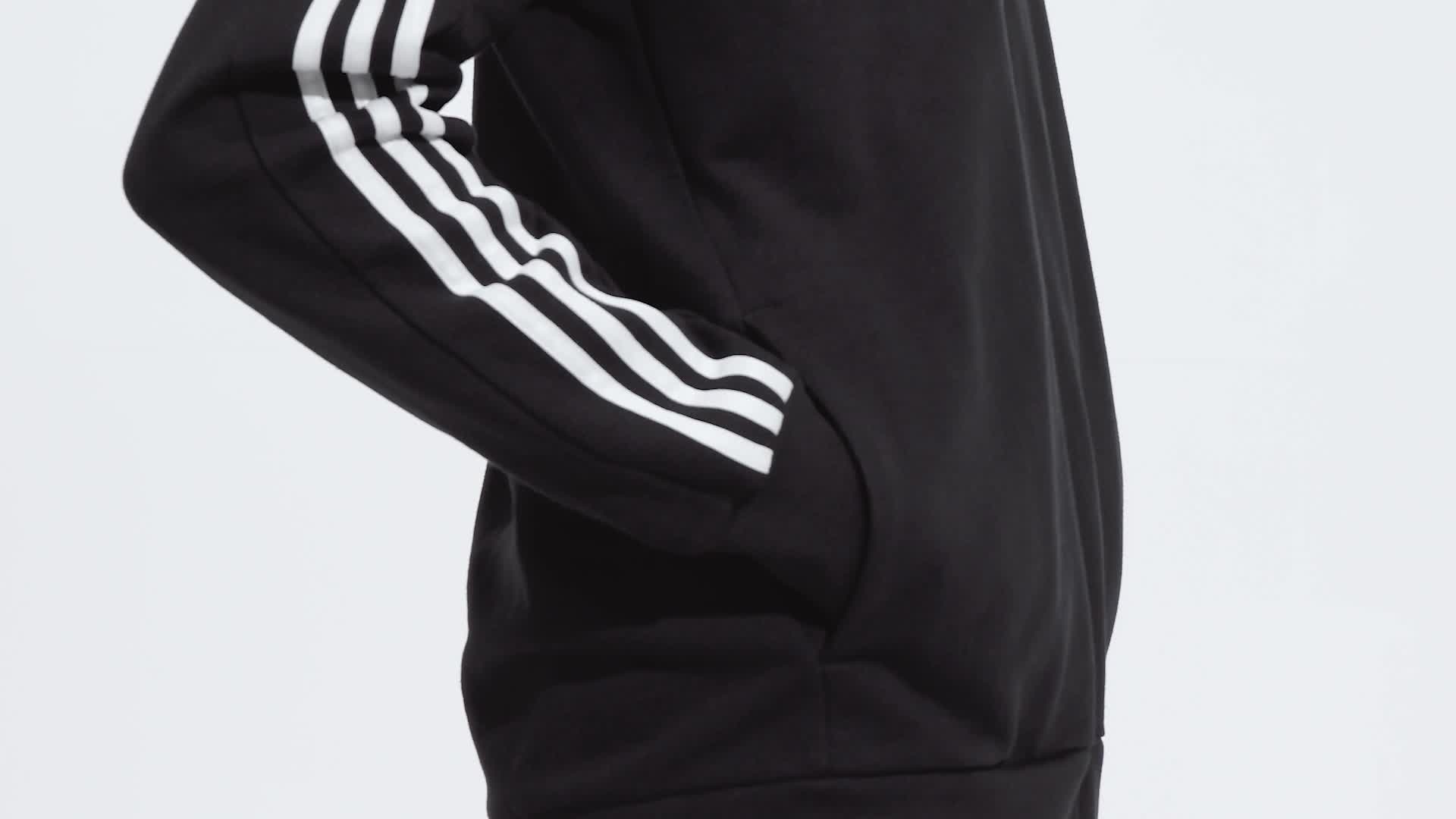 adidas Essentials French Terry 3-Stripes Full-Zip Hoodie - Black, Men's  Lifestyle