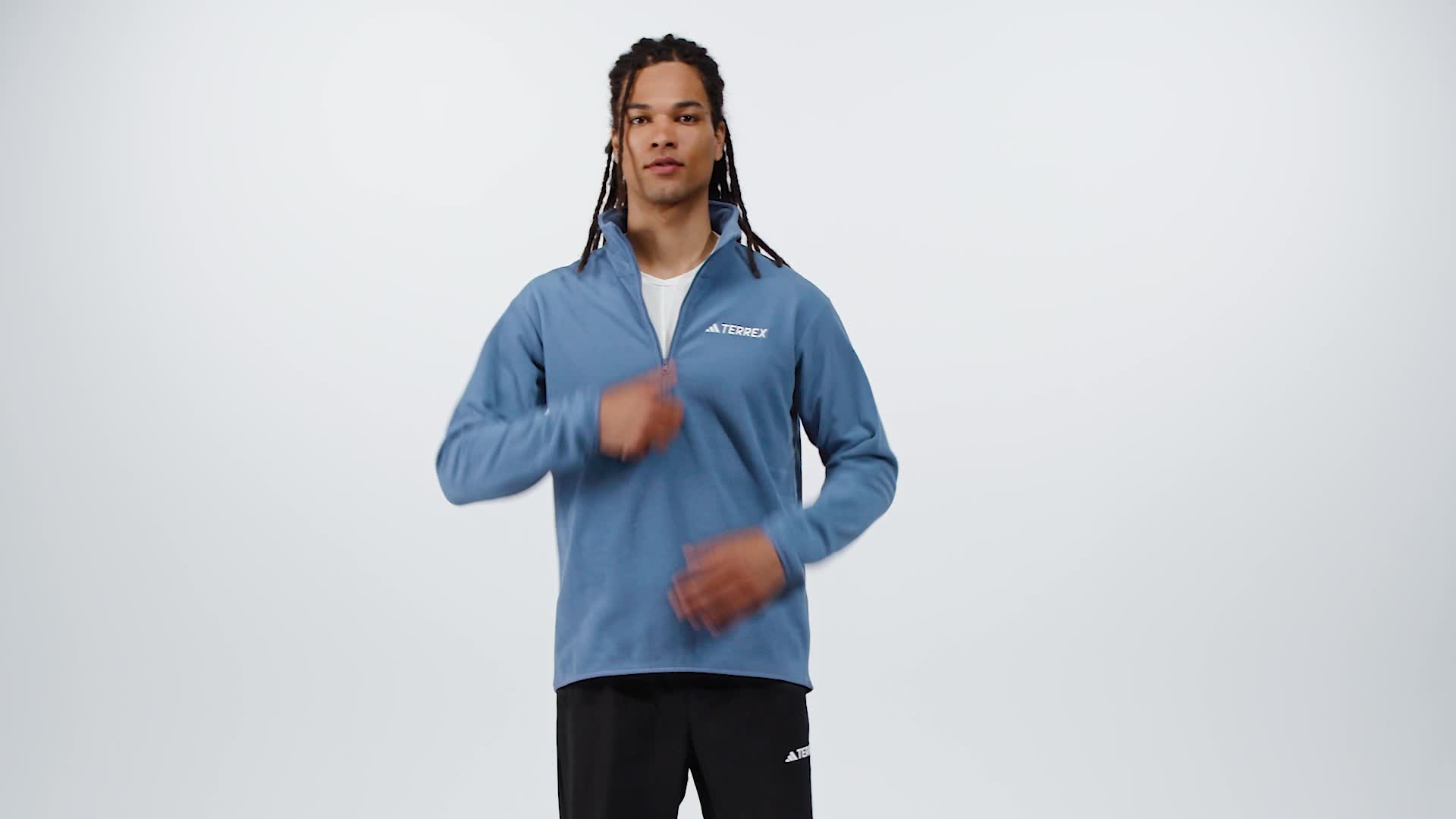 adidas Multi Essentials 1/2 Zip Fleece Fermuarlı Üst - Mavi