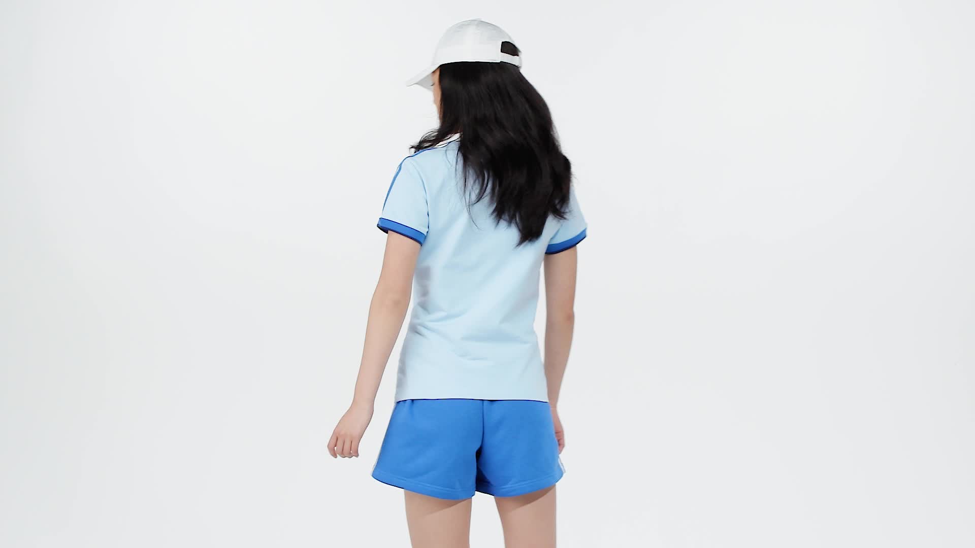 adidas Graphic Badge Slim 3-Stripes Tee - Blue | Free