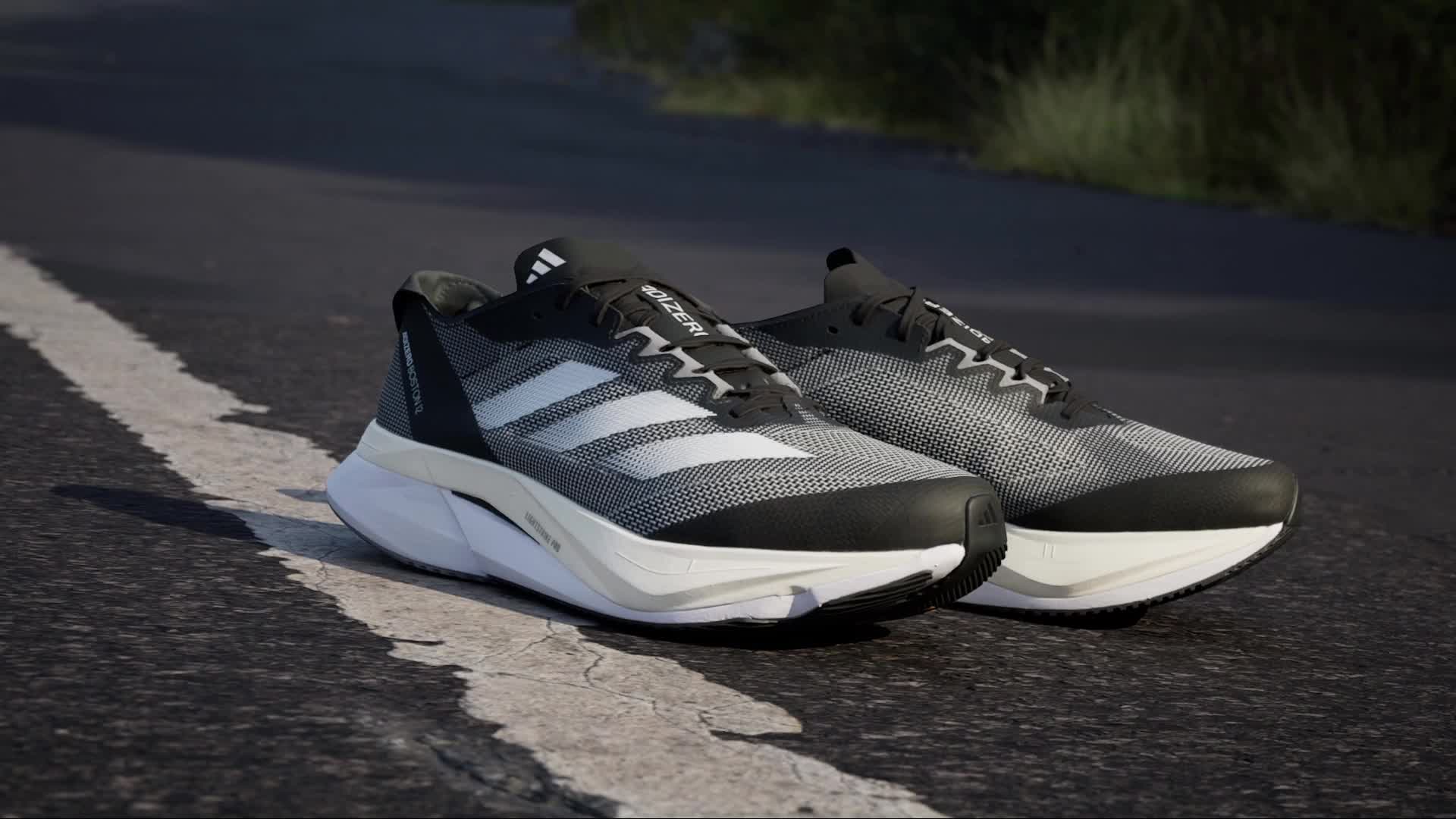 adidas Adizero Boston 12 Wide Running Shoes - Black | Unisex 
