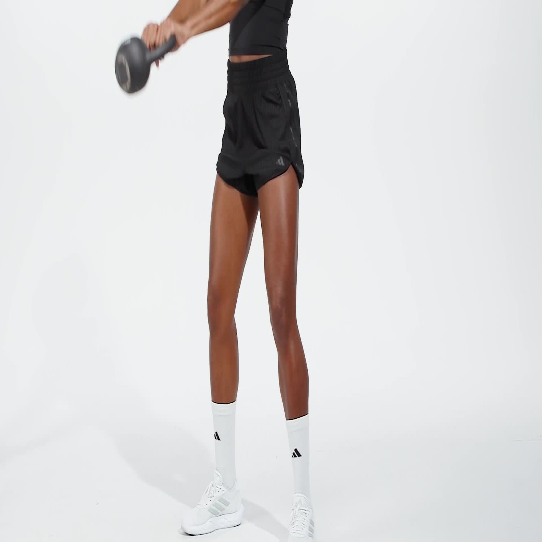 Adidas Pacer All Gym Seasonal Rib High-Rise Tonal 3-Stripes Short