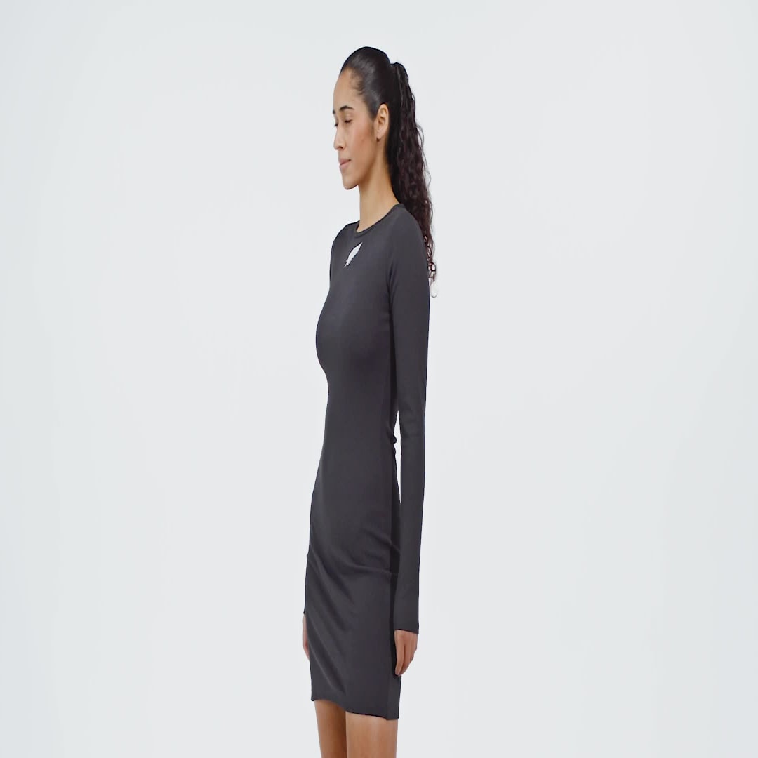 Adidas Black Ferns Essentials Rib Jurk met Lange Mouwen