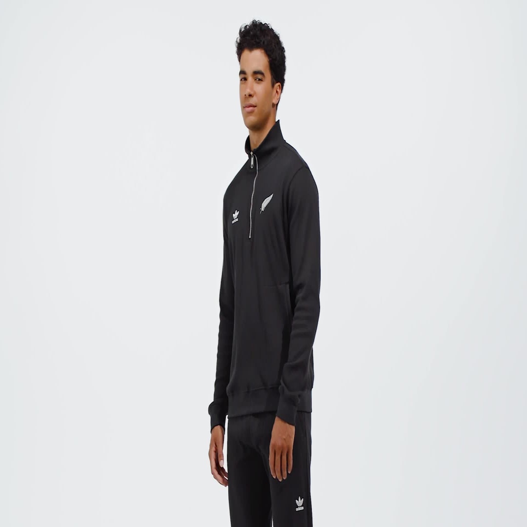 Adidas All Blacks Essentials Waffle Sweatshirt met Halflange Rits