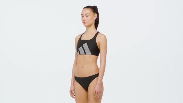 Svart Big Bars C-back Bikini Sett