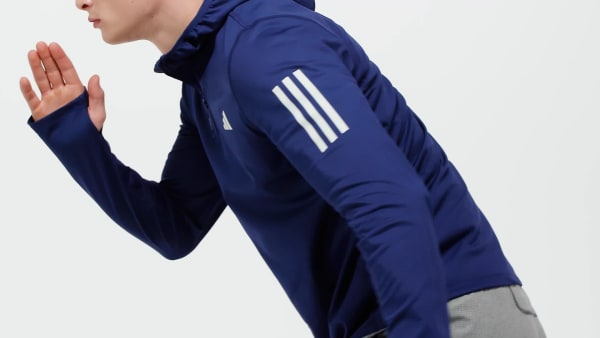 Bleu Sweat-shirt à capuche demi-zip hiver Own The Run