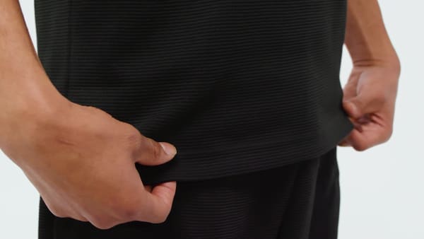 Noir T-shirt gaufré Trèfle Essentials