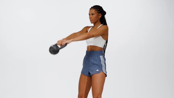 Azul Shorts Pacer Training 3 Franjas Tejidos Corte Alto