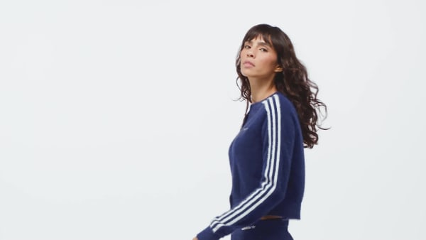 【adidas】Mサイズ フラッフィーニットカーディガン ナイトインディゴ レディース フラッフィー ニットカーディガン ナイトインディゴ