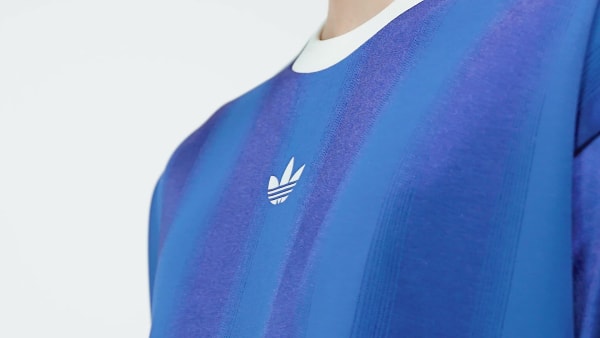 สีน้ำเงิน เสื้อฟุตบอลแฟชันผ้าแจ็คการ์ด Adicolor