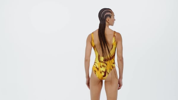 Orange adidas x FARM 3-Stripes Swimsuit